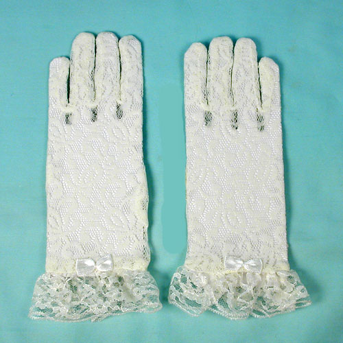 Lace Wrist Gloves with Ruffle and Bow for Children Ages 3-7, a fashion accessorie - Evening Elegance