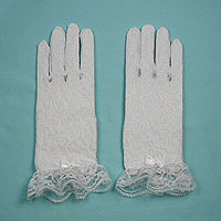 Lace Wrist Gloves with Ruffle and Bow for Children Ages 3-7