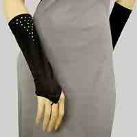 Satin Stretch Fingerless Rhinestone Gloves