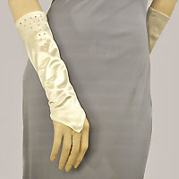 Satin Stretch Fingerless Rhinestone Gloves