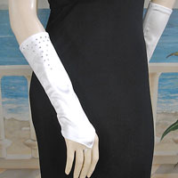 Satin Stretch Fingerless Rhinestone Gloves