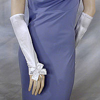 Satin Fingerless Gloves with Bow