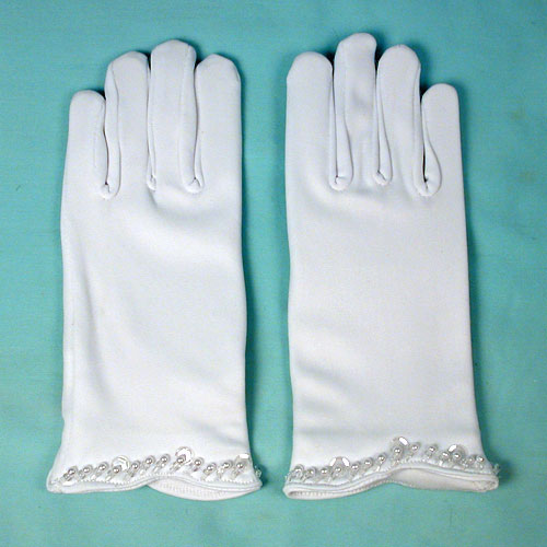 Wrist Length Beaded and Sequined Gloves for Children 4-7, a fashion accessorie - Evening Elegance