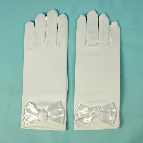Matte Satin Gloves with Bow for Children Ages 3-6, a fashion accessorie - Evening Elegance