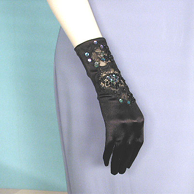 Embroidered Beaded Wrist Gloves, a fashion accessorie - Evening Elegance