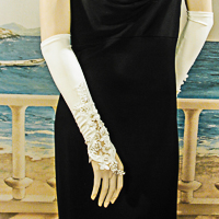 Openwork Beaded Fingerless Gloves