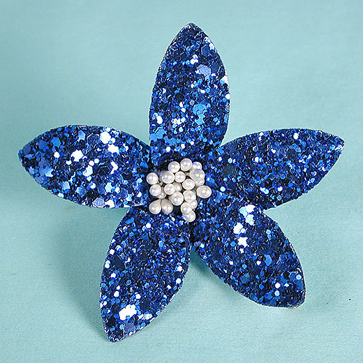 Glitter Flower Hair Clips with Wired Petals, a fashion accessorie - Evening Elegance