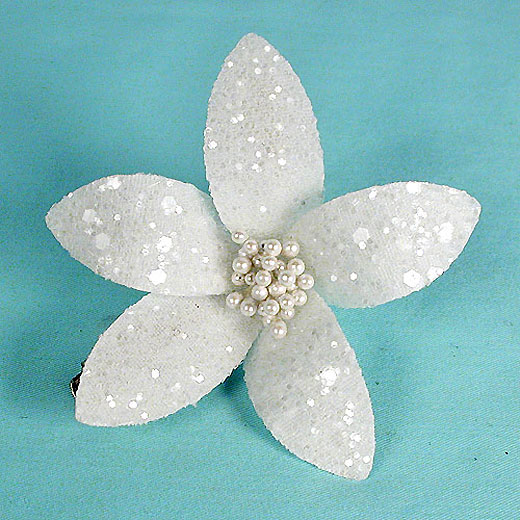 Glitter Flower Hair Clips with Wired Petals, a fashion accessorie - Evening Elegance