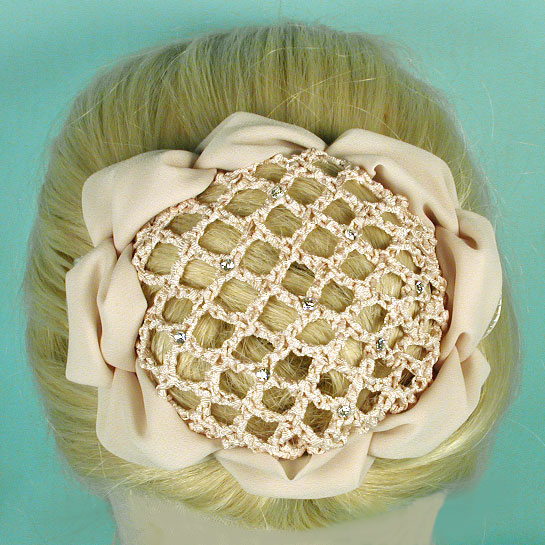 Rhinestone Studded Hair Bun Snood with Claws, a fashion accessorie - Evening Elegance