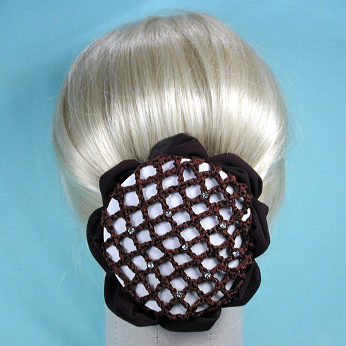 Rhinestone Studded Hair Bun Snood with Claws, a fashion accessorie - Evening Elegance