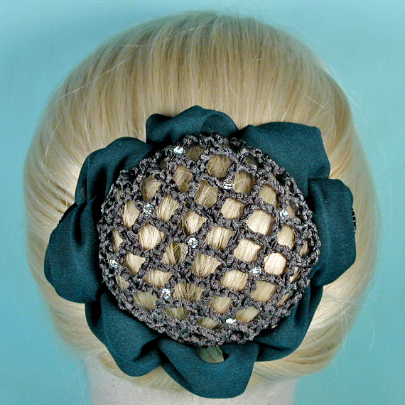 Rhinestone Studded Hair Bun Snood with Claws, a fashion accessorie - Evening Elegance