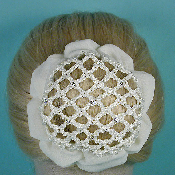 Rhinestone Studded Hair Bun Snood with Claws, a fashion accessorie - Evening Elegance