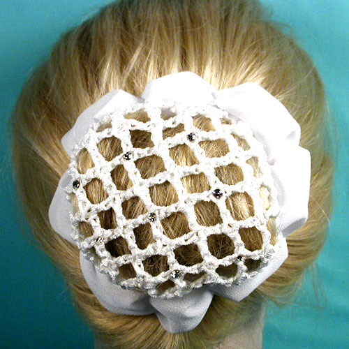 Rhinestone Studded Hair Bun Snood with Claws, a fashion accessorie - Evening Elegance