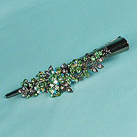 Flower and Leaf  Crystal Rhinestone Clamp or Large Clip