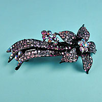 Crystal Rhinestone Flower Barrette