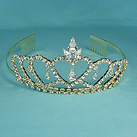 Crystal Rhinestone Heart Tiara