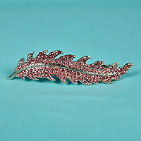 Long Pav? Rhinestone Leaf Barrette