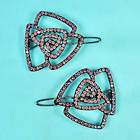 Two Rose Rhinestone Barrettes