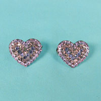 Two Tiny Rhinestone Heart Barrettes