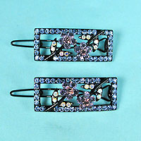 Set of 2 Crystal Rhinestone Barrettes