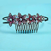 Headband with Crystal Rhinestone Flowers