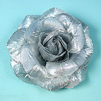 Silver Rose Flower Hair Clip and Ponytail Hoder with Glitter