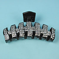 Large Black Plastic Claw with Clear Rhinestones
