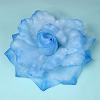 Fabric and Sparkle Gauze Flower Hair Clips