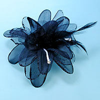 Chiffon, Net, Feather and Glitter Hair Clip