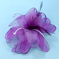 Chiffon, Net, Feather and Glitter Hair Clip