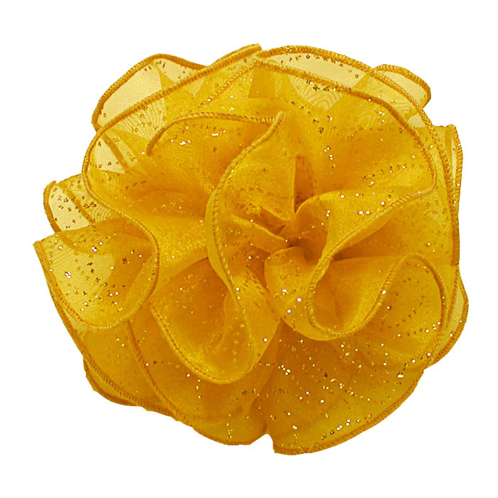 Organza Glitter Ruffled Chiffon/Organza Hair Bow Clip Claw, a fashion accessorie - Evening Elegance