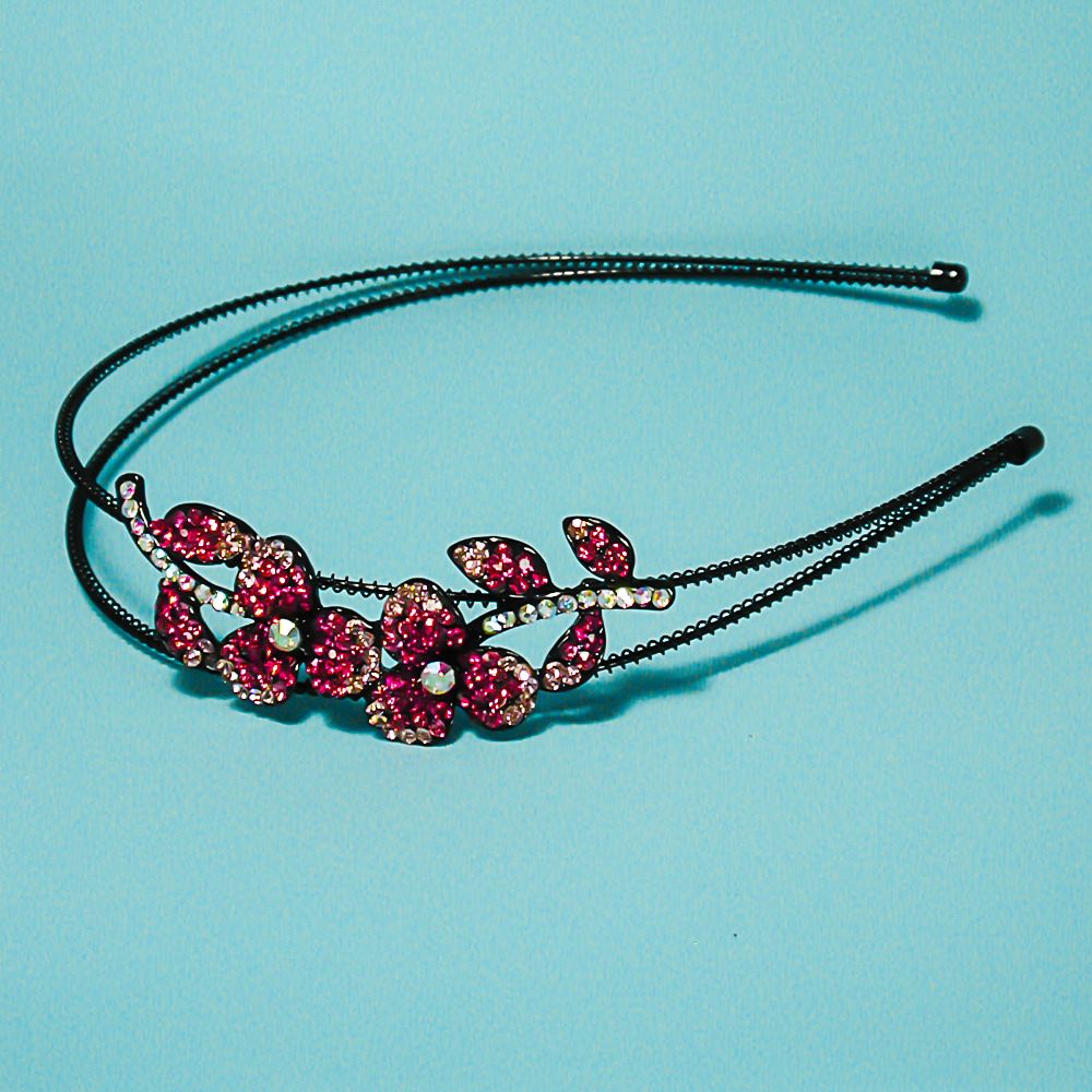 Pave Rhinestone Headband on Black Double Wire, a fashion accessorie - Evening Elegance