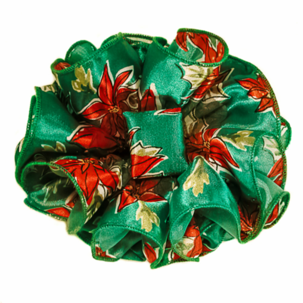 Poinsettia Christmas Satin Chiffon Jaw Clip Claw Hair Bows, a fashion accessorie - Evening Elegance
