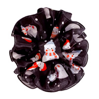 Satin Snowmen Large Clip Claw Ruffled Hair Bows