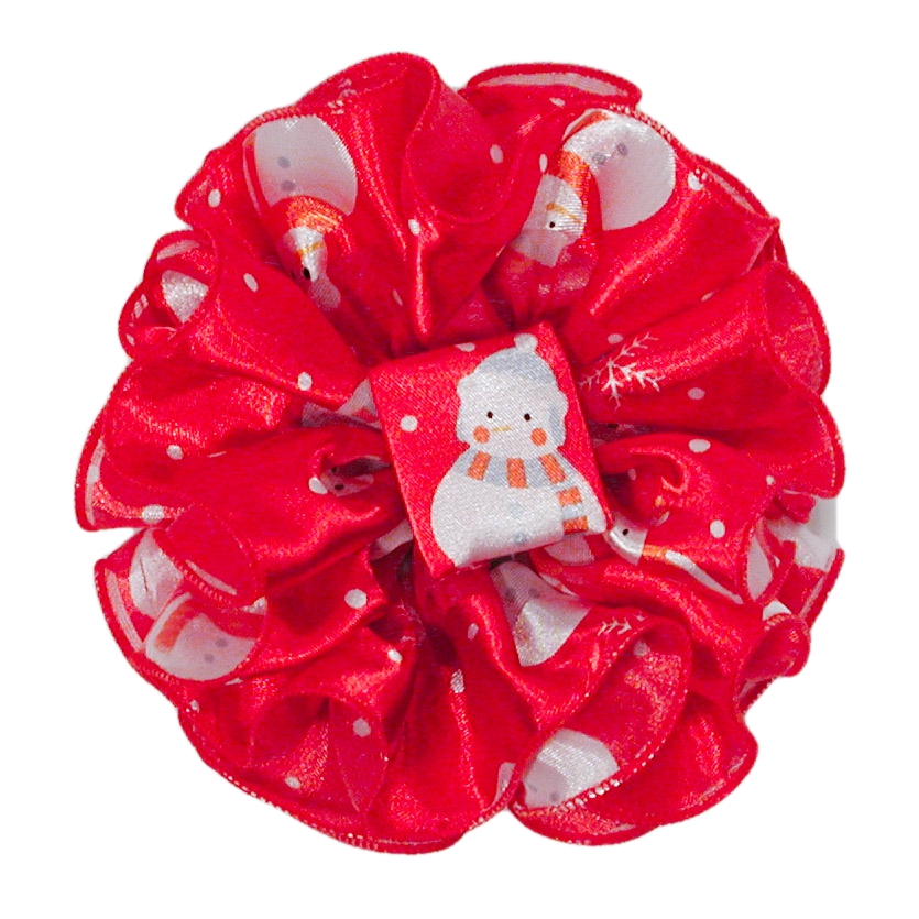 Satin Snowmen Large Clip Claw Ruffled Hair Bows, a fashion accessorie - Evening Elegance