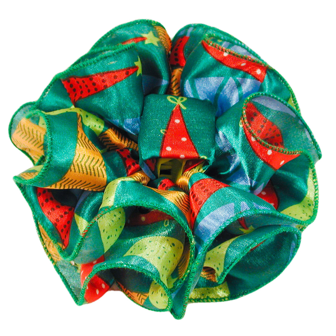 Bright Christmas Tree Design Clip Claw Jaw Bows in Satin and Chiffon, a fashion accessorie - Evening Elegance