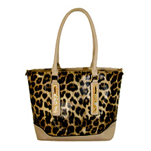 Large Leopard Shoulder Handbag with Matching Makeup Bag
