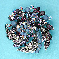 Swirl flower and leaf pin