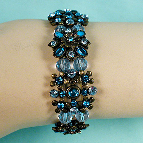 Silver Look Beaded Bracelet with Crystal Rhinestones, a fashion accessorie - Evening Elegance