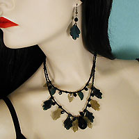 Leaf Design Lucite Necklace and Earrings Set