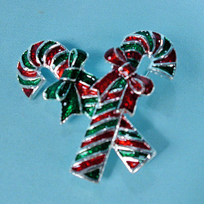 Red and Green Candy Canes Pin, a fashion accessorie - Evening Elegance