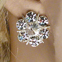 Round Multistone Clip Earrings