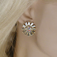 Starburst Clip Earrings in Crystal Rhinestones