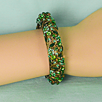 Sparkling Crystal Rhinestone Hinged Bangle Bracelet