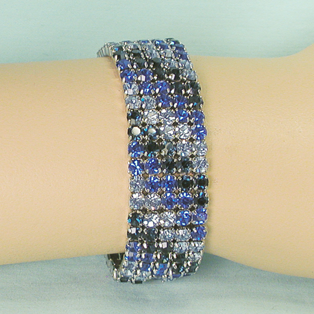 Wide Crystal Rhinestone Bracelet in Diagonal Style, a fashion accessorie - Evening Elegance