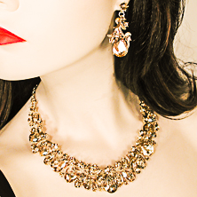 Champagne Bib Necklace and Earring Set