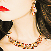 Crystal Rhinestone Chocker Necklace Earrings Set