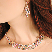 Crystal Rhinestone Chocker Necklace Earrings Set