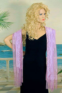 Large Oblong Shawl with Lace Design 