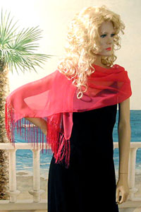 Sheer Silk Scarf with Tiny Glitter and Fringe